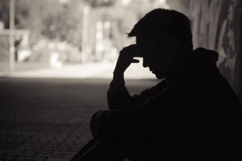 Stressed Sad Crying Man Sitting Outside Stock Photos