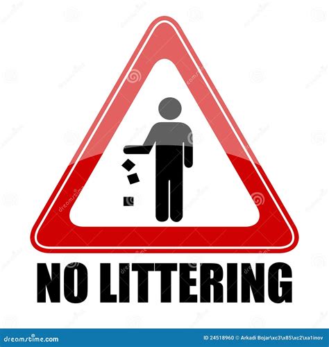 No Littering Triangle Sign Stock Vector Illustration Of Litter 24518960