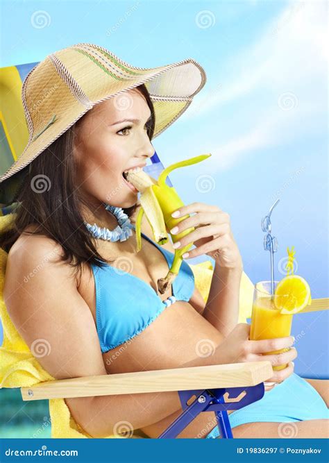 Girl In Bikini Drinking Cocktail Stock Image Image Of Beverage Bikini 19836297