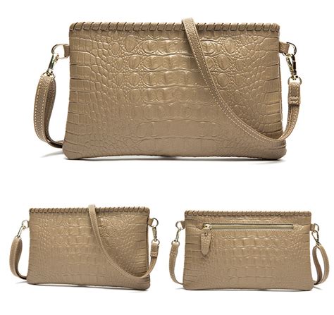 Fashion Genuine Leather Crocodile Embossed Mini Messenger Bags Women