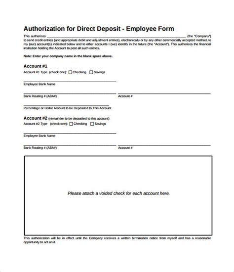 Direct Deposit Authorization Template