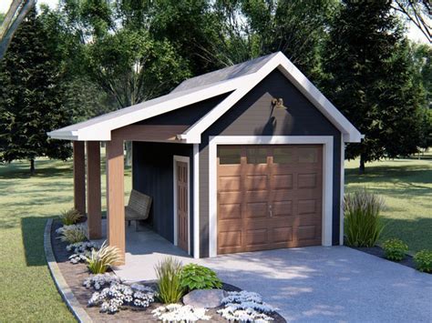 050g 0085 1 Car Garage Plan With Covered Porch And Country Styling Diy