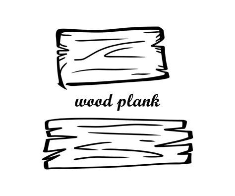 Simple Doodle Wood Plank Isolated Graphic Icon Set Design Element