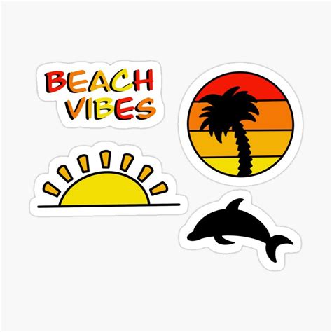 Unique beach themed stickers designed and sold by artists. 'Beach Vibes' Sticker by aquapinkaqua in 2020 | Themed ...