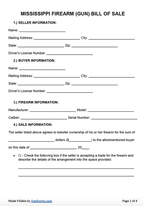 free florida firearm bill of sale form word pdf eforms - free florida