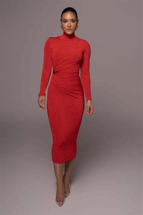 our functional and stylish jluxlabel red kara mock neck dress is in short supply in spring 2021