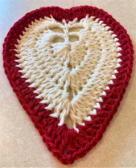 Set Of 4 Crochet Coasters Heart Shaped Coasters Heart Shaped Etsy