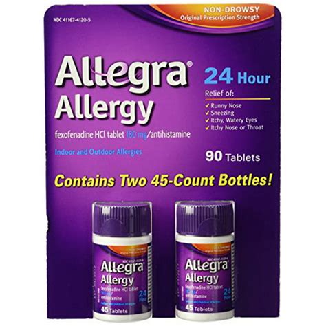 allegra allergy 45 tablets 180 mg each 2 pack 90 tablets