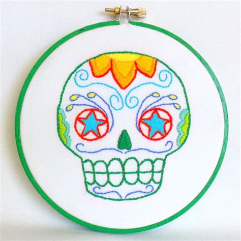 Sugar Skull Embroidery Hoop Art Hand By Agreenelephant On Etsy 3000