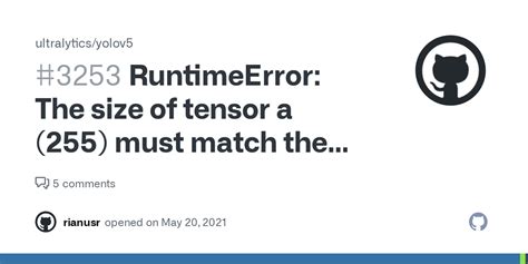 RuntimeError The Size Of Tensor A 255 Must Match The Size Of Tensor