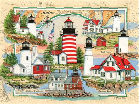Lighthouses Of Maine Puzzle Jigsaw Puzzles