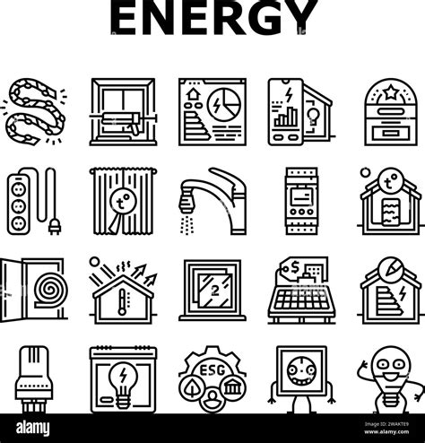 Energy Conservation Green Save Icons Set Vector Stock Vector Image
