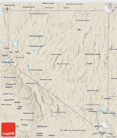 Shaded Relief 3d Map Of Nevada
