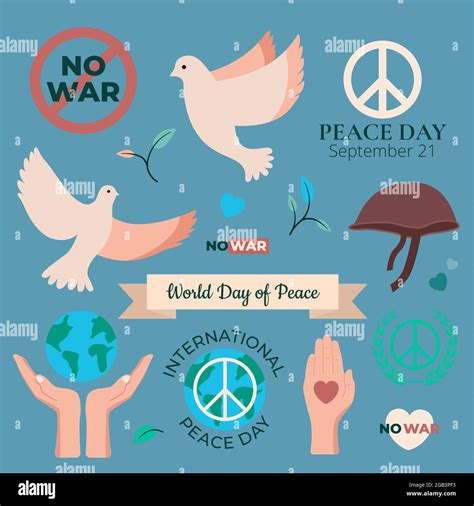 World Peace Day September 21 Set Of Dove Stock Vector Image And Art Alamy