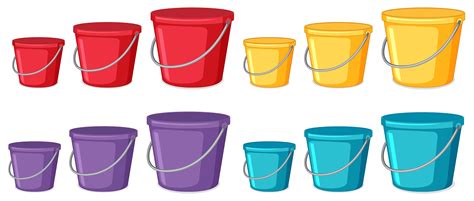 Set Of Bucket Different Color And Size 613906 Vector Art At Vecteezy