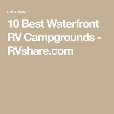 Best Waterfront Rv Campgrounds Rv Campgrounds Campground Rv