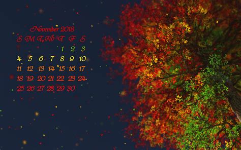 Fall Rainbow Tree October 2018 Calendars Preview