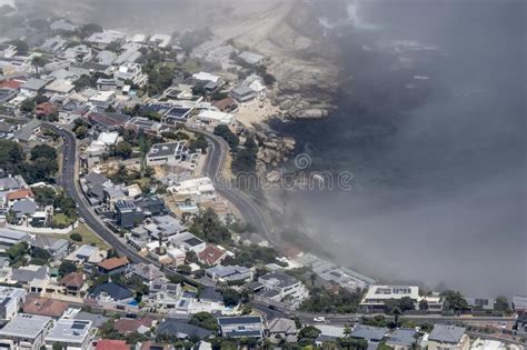 Luxury Buildings On Coast At Camps Bay Aerial Cape Town Stock Photo