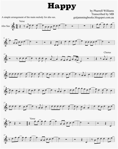 Get Jamming Happy Sheet Music For Alto Sax As Requested By A Get