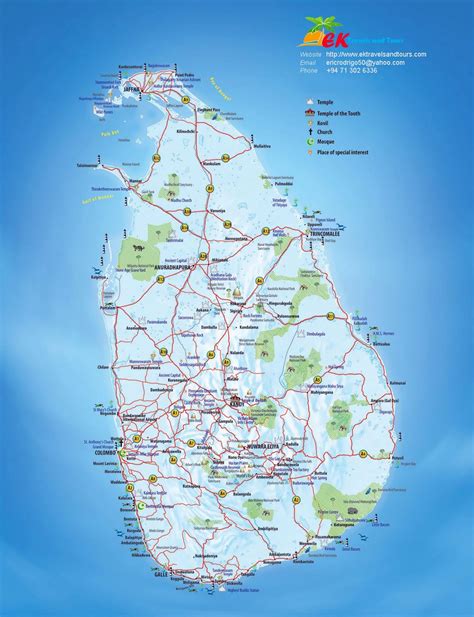 Large Tourist Map Of Sri Lanka With Other Marks Sri Lanka Asia