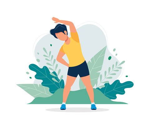 Happy Man Exercising In The Park Vector Illustration In Flat Style