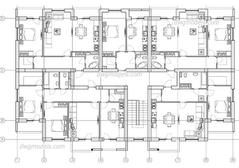 Apartment Building Plan Autocad Drawings Download Free Cad File