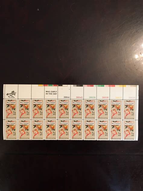 Usps 20 Postage Stamps Merry Christmas 10 Cent Stamps Block Of Etsy