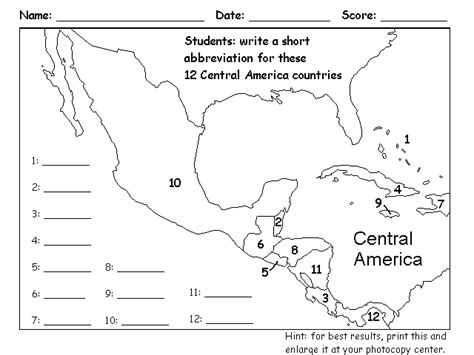 Click And Learn Free Blank Blackline Maps Central America Map