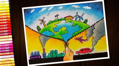 Stop Air Pollution Save Environment Drawing With Oil Pastel For Beginners Step By Step YouTube