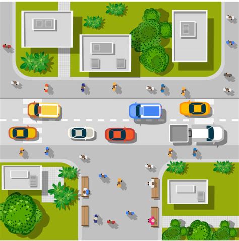 Top Down View Of Road Illustrations Royalty Free Vector Graphics