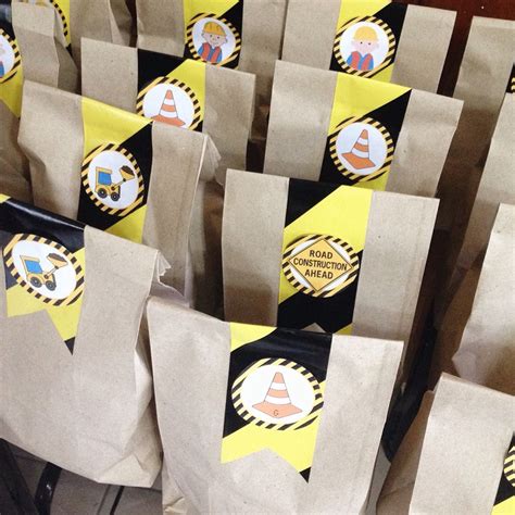 Construction Theme Party Loot Bags Favor Bags Caution Tape And