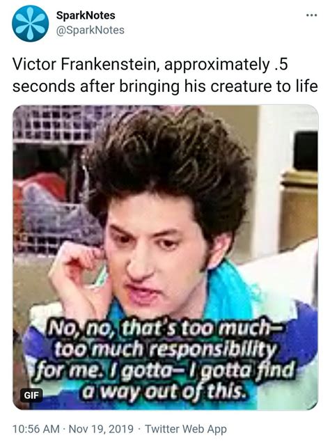 Frankenstein SparkNotes | Frankenstein book, Literature humor, Book memes