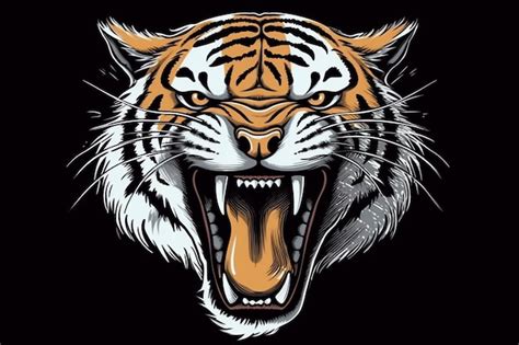 Premium Ai Image Tattoo Design Of A Fierce Tiger Roaring With