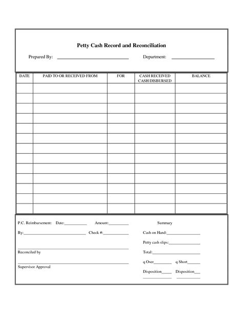 Petty Cash Reconciliation Form Template Simplifying The Reconciliation