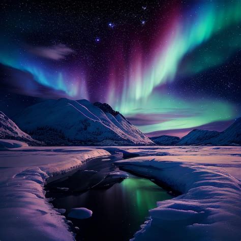Premium Photo Northern Lights In The Sky In The Arctic Over The Snow