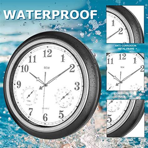 Bew Large Outdoor Clock For Patio 18 Inch Retro Waterproof Outdoor