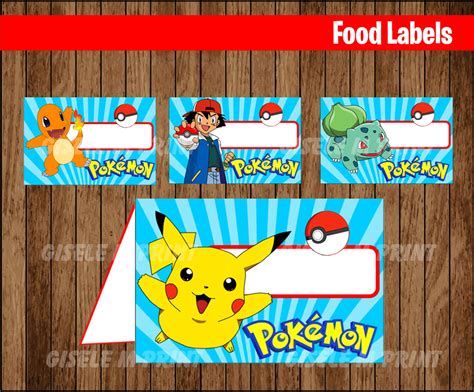 Pokemon Food Labels Printable Pokemon Food Tent Cards Etsy