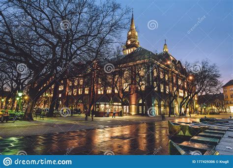 Subotica City Hall Building By Evening Illumination Editorial Photo
