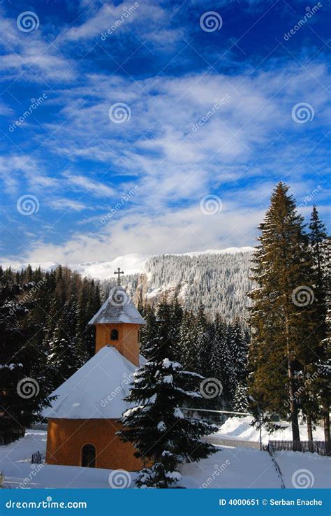 Snow Covered Church Stock Image Image Of Church Trees 4000651