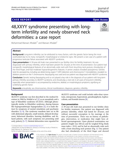 Pdf 48xxyy Syndrome Presenting With Long Term Infertility And Newly