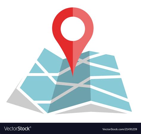 Flat Color Location Icon On Paper Map Royalty Free Vector