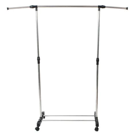 Single Bar Vertically Stretching Stand Clothes Rack With Shoe Shelf