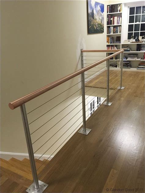 Custom Made Copper Handrail With Stainless Steel Cables Stainless