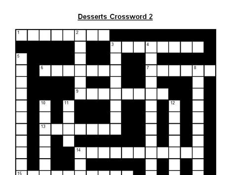 Crossword On Desserts 2 Answers Teaching Resources