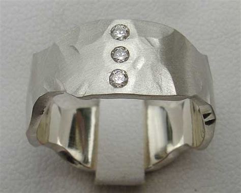 Contemporary Silver Diamond Wedding Ring Uk