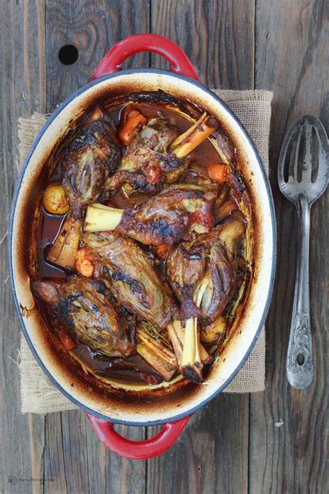 Working in 2 batches, if add garlic and tomato paste; Mediterranean-Style Wine Braised Lamb Shanks Recipe | The ...