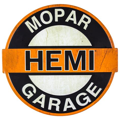 Mopar Hemi Garage Embossed Metal Wall Decor Sign 16 Mopar Hemi