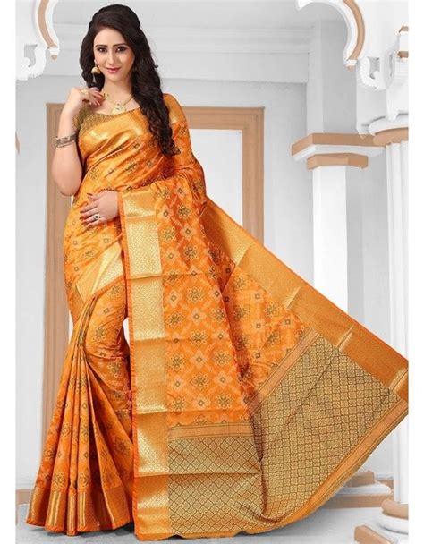Golden Yellow Patola Jacquard Silk Saree Silk Sarees Silk Sarees