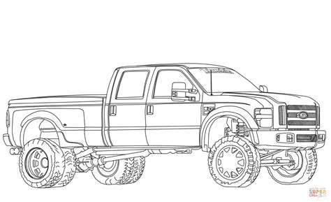 Coloring Pages Trucks Ford Diesel Truck Lifted F250 Printable