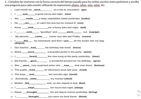 Completa Estas Oraciones Con La Forma Correcta Del Verbo Aulaiestpdm Blog